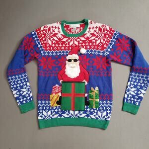 Jolly Sweaters Cool Santa Claus Crewneck Sweatshirt Medium Unisex Ugly Christmas